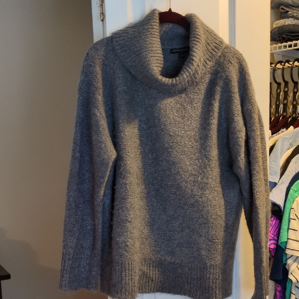 Banana Republic Heather Gray Cowl Turtleneck Sweater